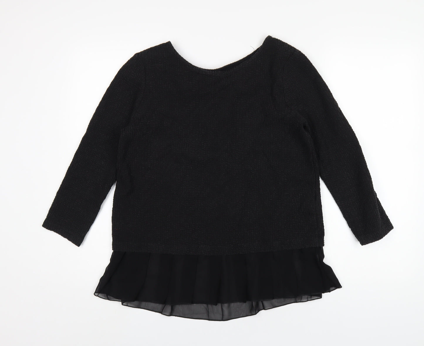 Great Plains Womens Black Cotton Basic T-Shirt Size S Round Neck