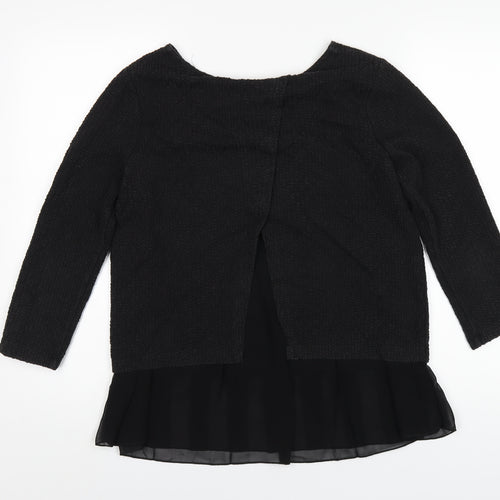 Great Plains Womens Black Cotton Basic T-Shirt Size S Round Neck