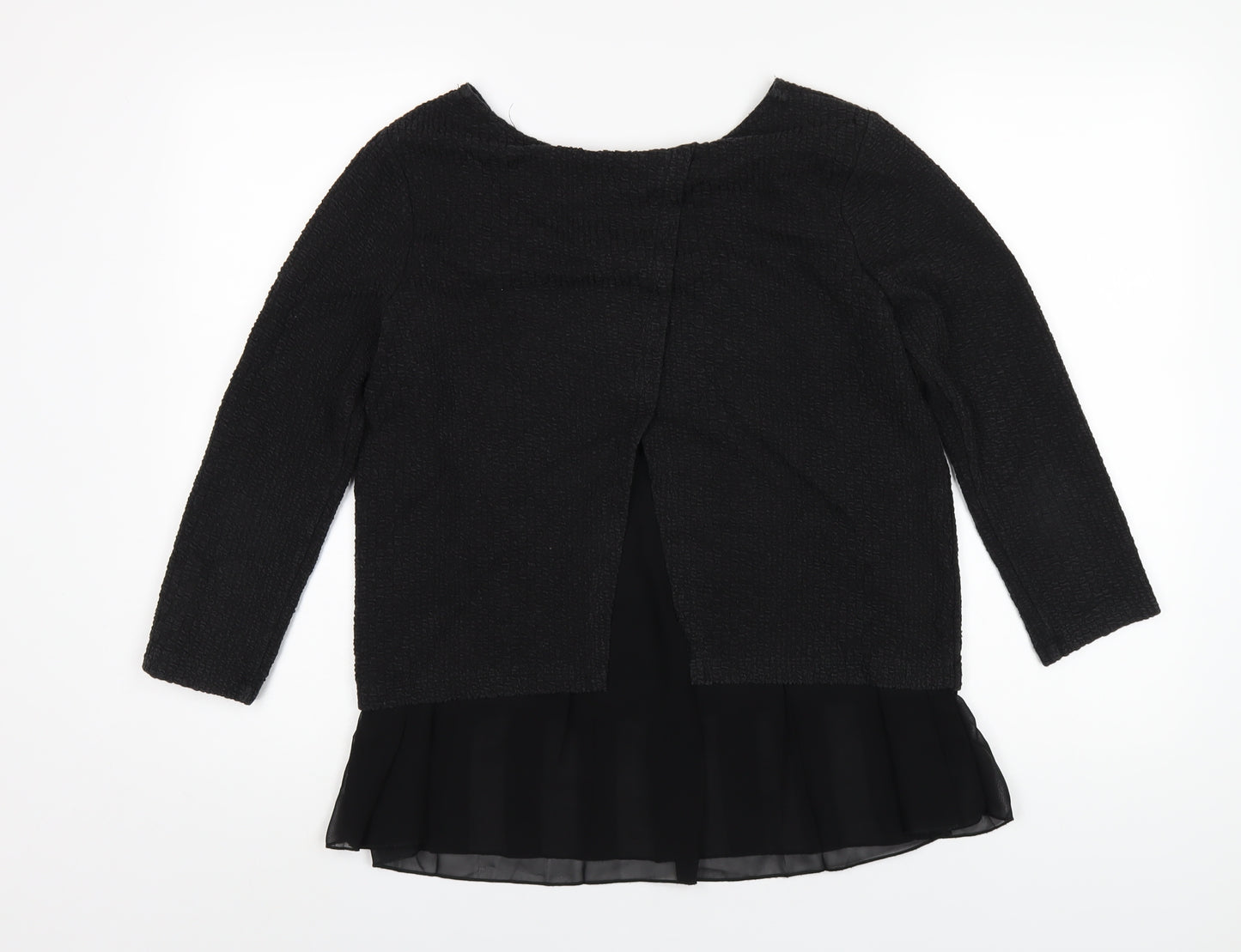Great Plains Womens Black Cotton Basic T-Shirt Size S Round Neck