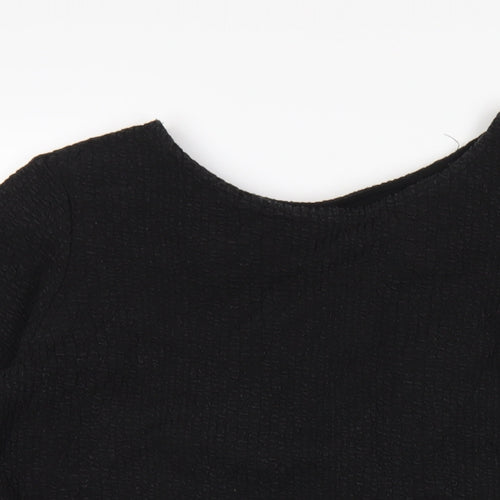 Great Plains Womens Black Cotton Basic T-Shirt Size S Round Neck