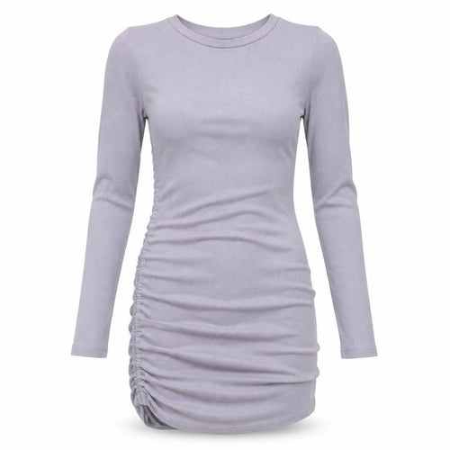 Pimkie Womens Grey Cotton Bodycon Size S Crew Neck - Ribbed