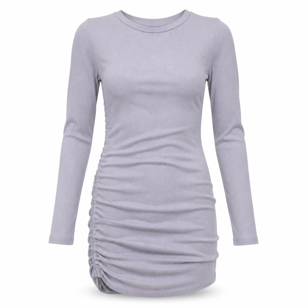 Pimkie Womens Grey Cotton Bodycon Size S Crew Neck - Ribbed
