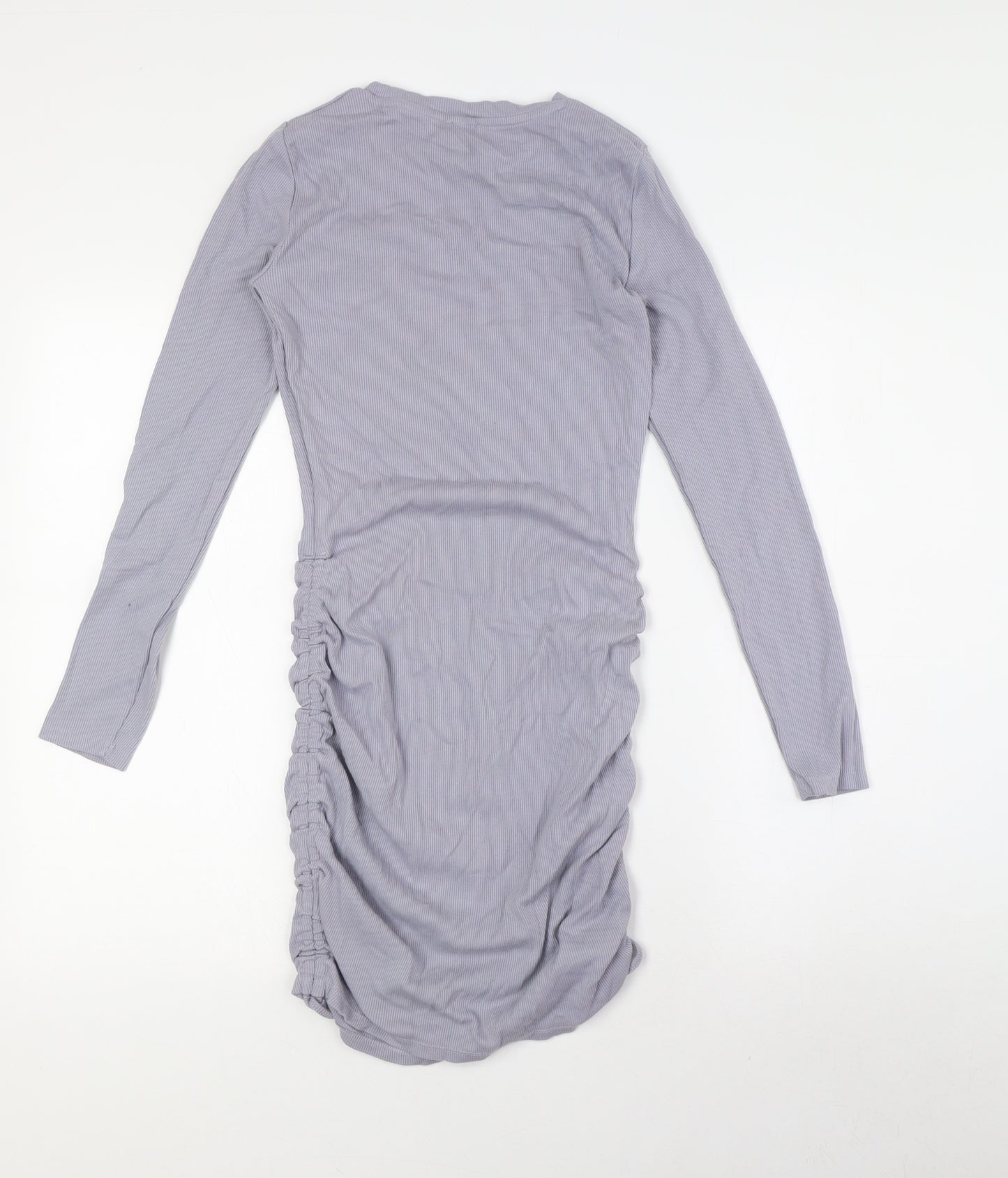Pimkie Womens Grey Cotton Bodycon Size S Crew Neck - Ribbed