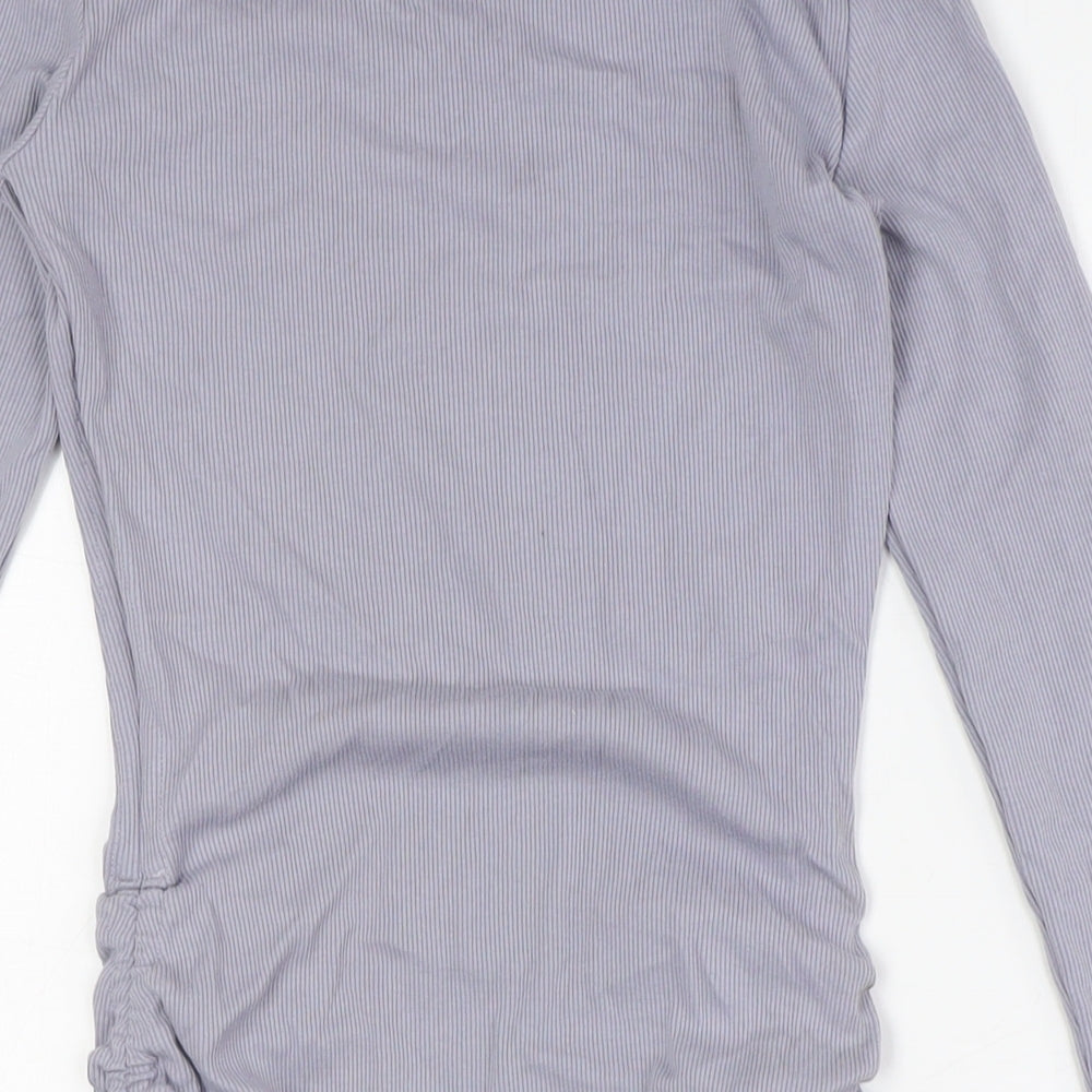 Pimkie Womens Grey Cotton Bodycon Size S Crew Neck - Ribbed