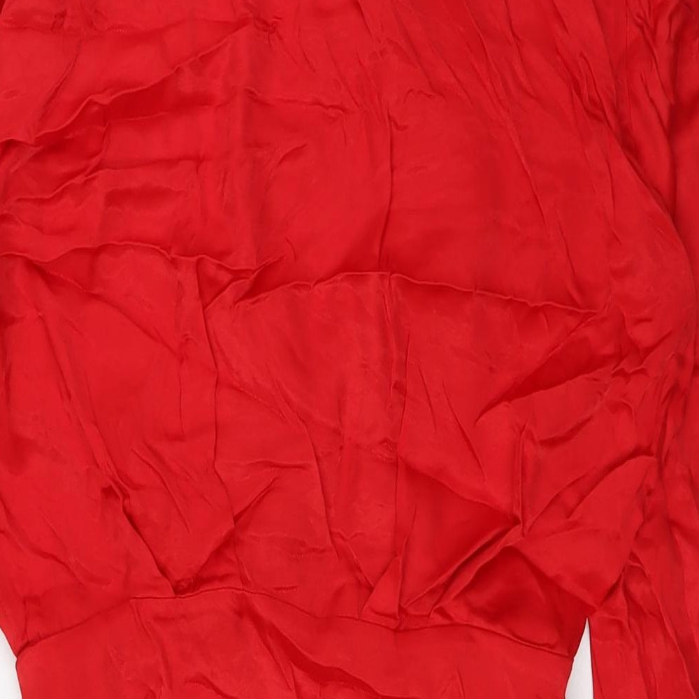 Zara Womens Red Viscose Ball Gown Size S V-Neck