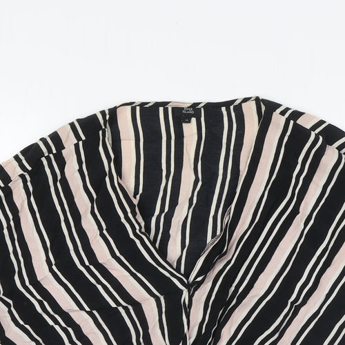 River Island Womens Multicoloured Striped Polyester Basic Blouse Size 14 V-Neck
