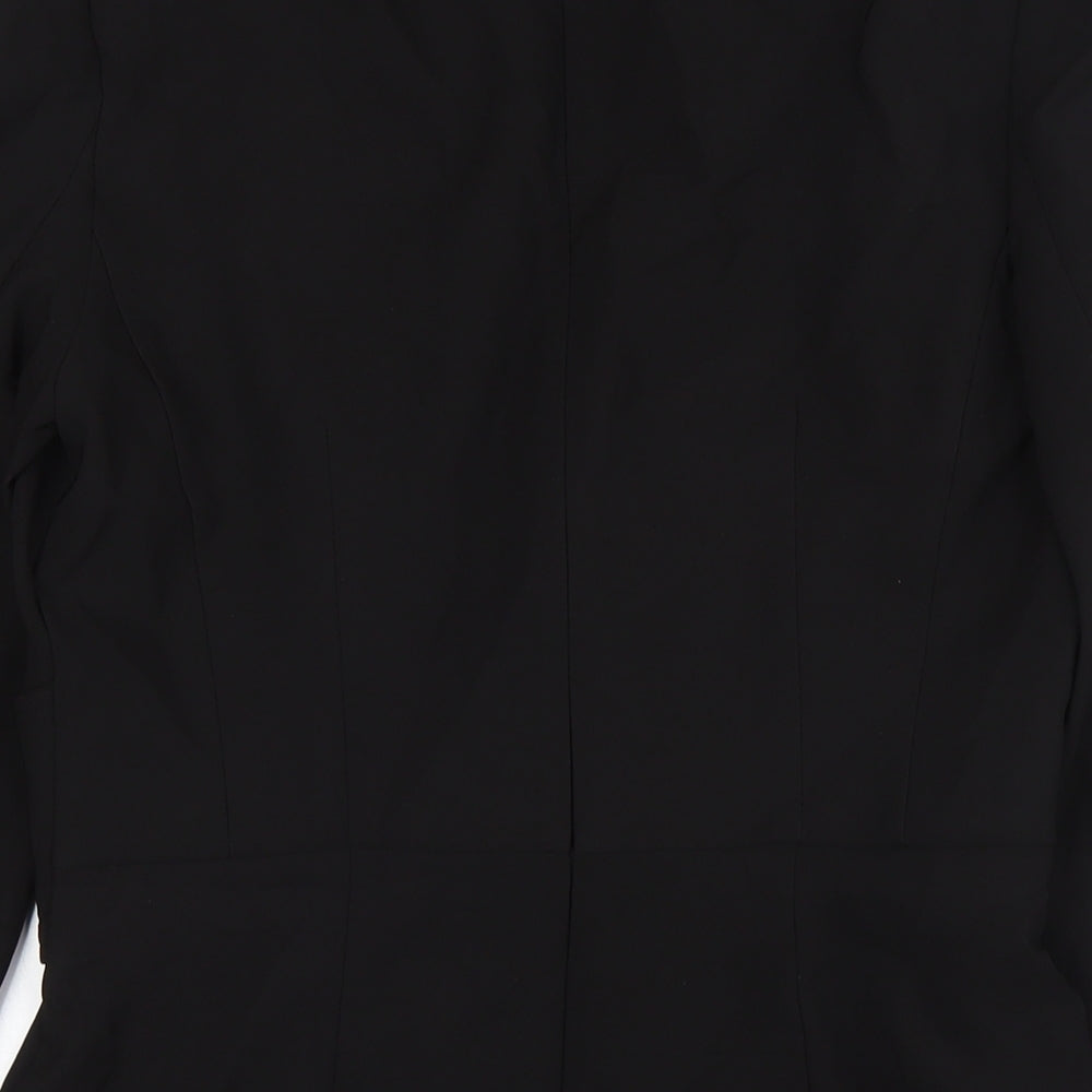 Zara Womens Black Polyester Pencil Dress Size XL V-Neck Zip