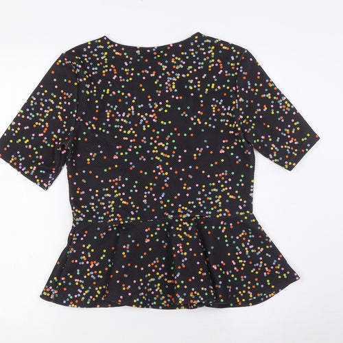 H&M Womens Multicoloured Polka Dot Polyester Basic Blouse Size S Round Neck