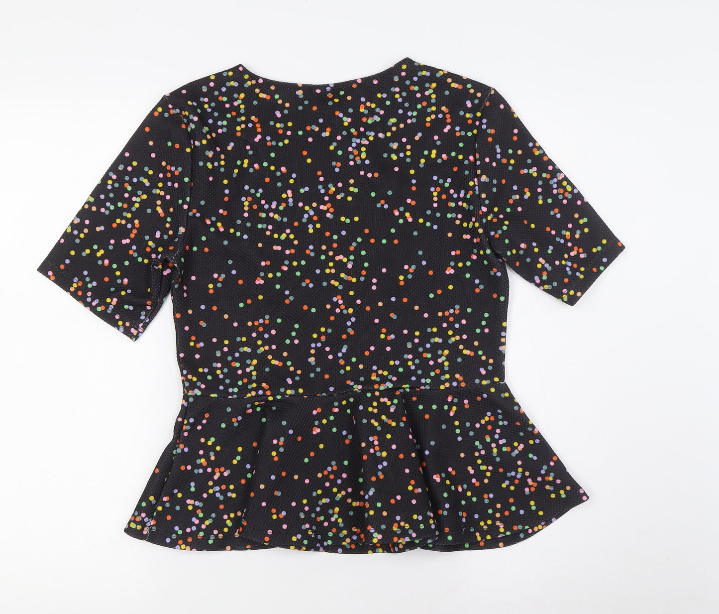 H&M Womens Multicoloured Polka Dot Polyester Basic Blouse Size S Round Neck