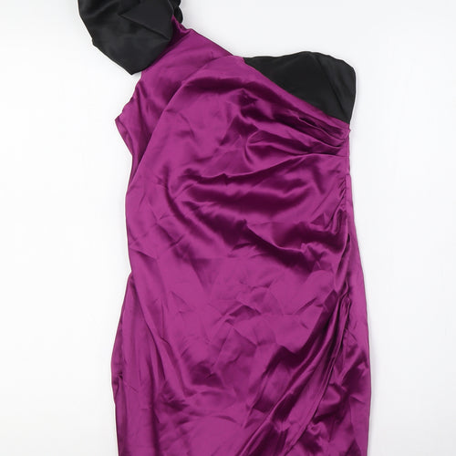 AX Womens Purple Polyester Bodycon Size 8 One Shoulder Zip