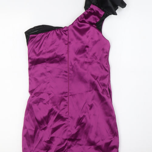 AX Womens Purple Polyester Bodycon Size 8 One Shoulder Zip