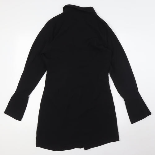 ASOS Womens Black Polyester A-Line Size 12 Collared Button