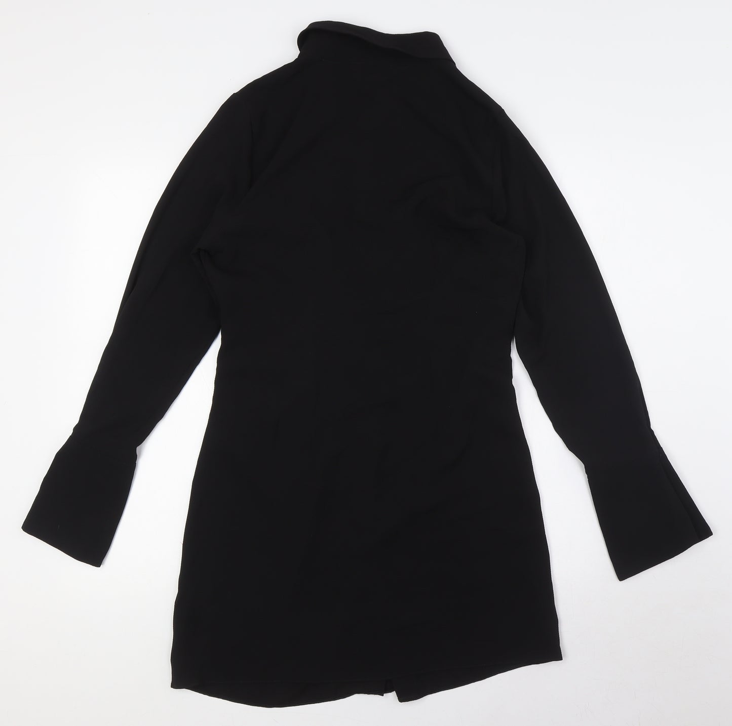 ASOS Womens Black Polyester A-Line Size 12 Collared Button