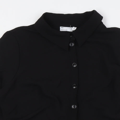 ASOS Womens Black Polyester A-Line Size 12 Collared Button