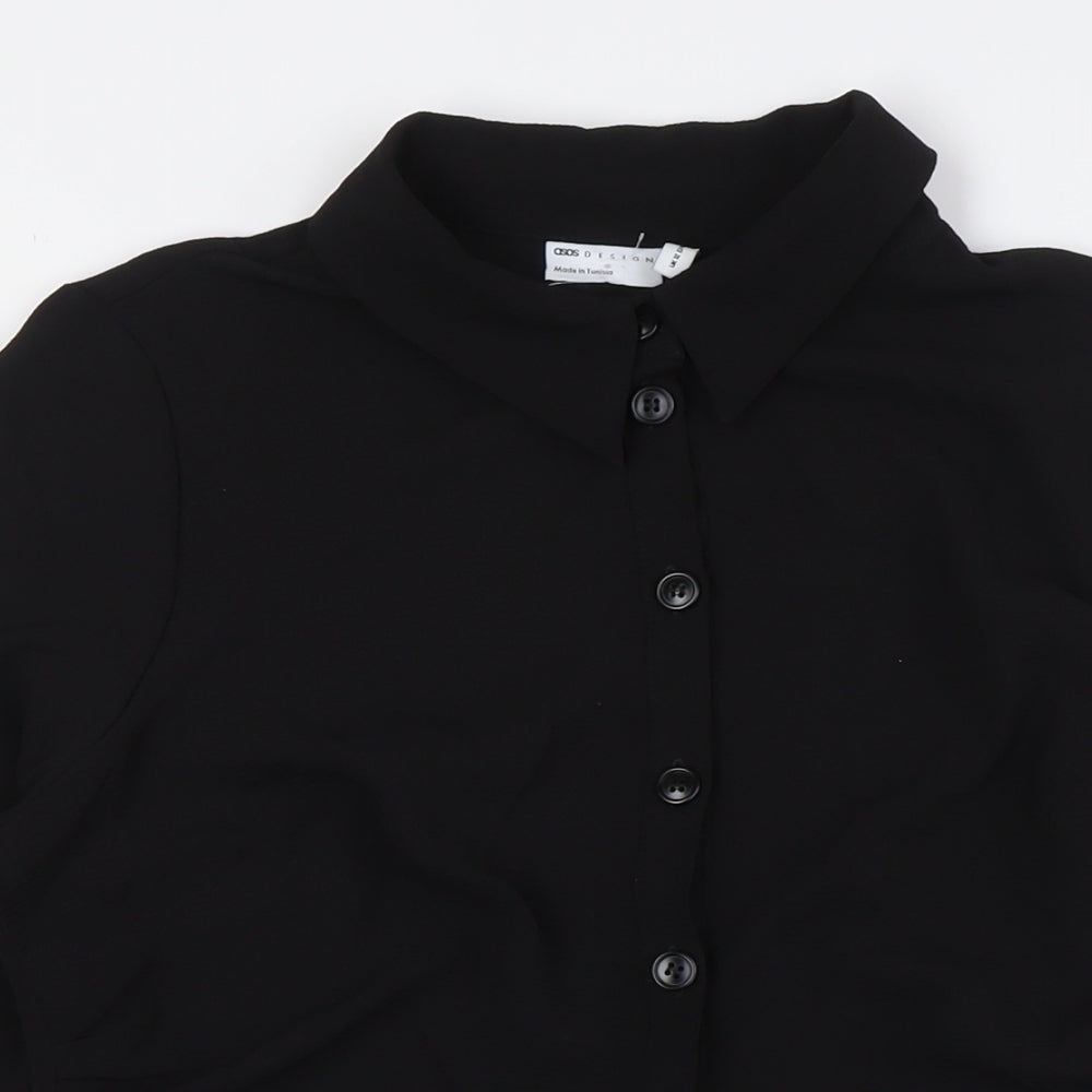 ASOS Womens Black Polyester A-Line Size 12 Collared Button
