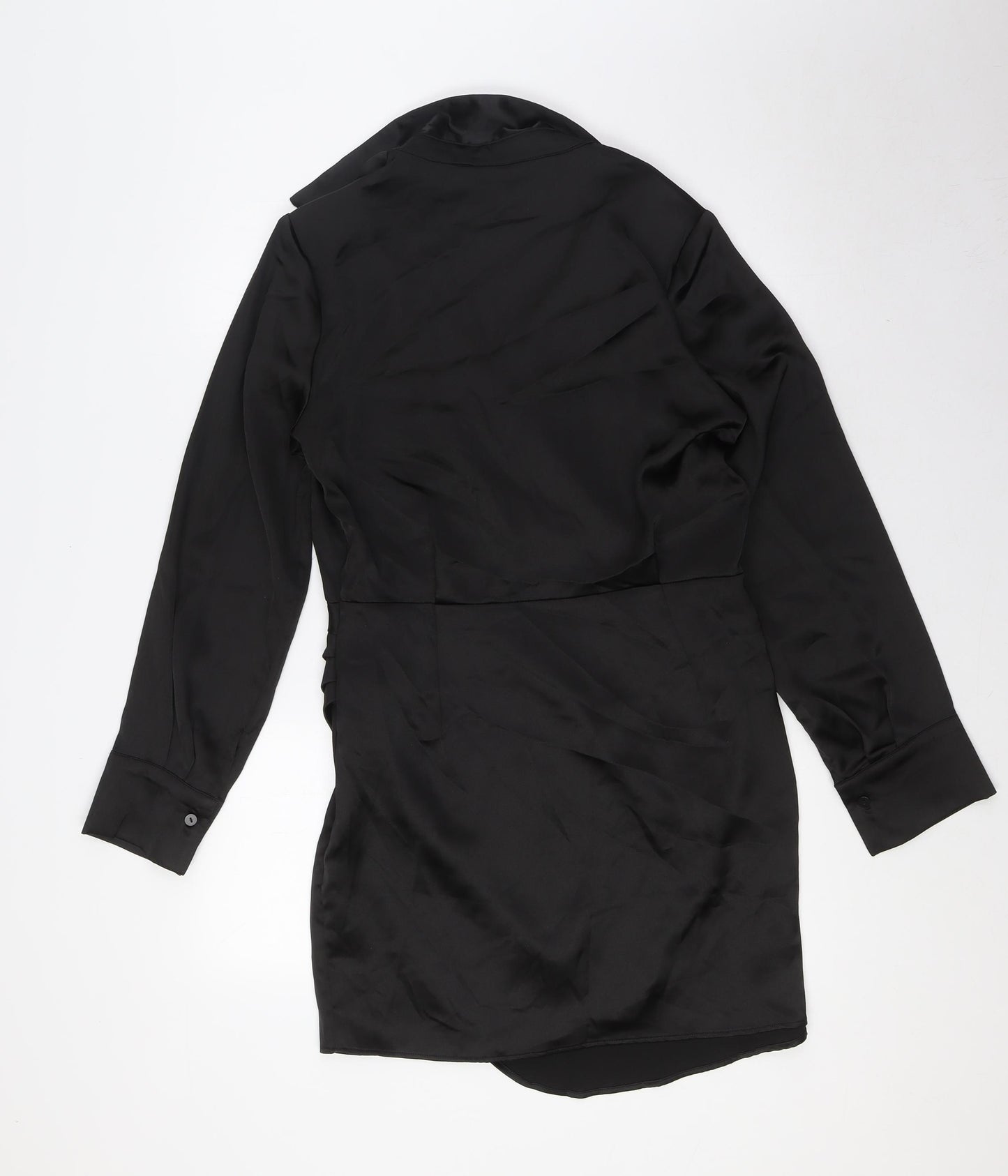 Stradivarius Womens Black Polyester A-Line Size L V-Neck Zip