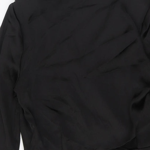 Stradivarius Womens Black Polyester A-Line Size L V-Neck Zip