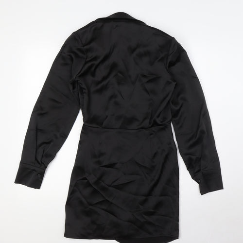 Stradivarius Womens Black Polyester A-Line Size XS Collared Zip