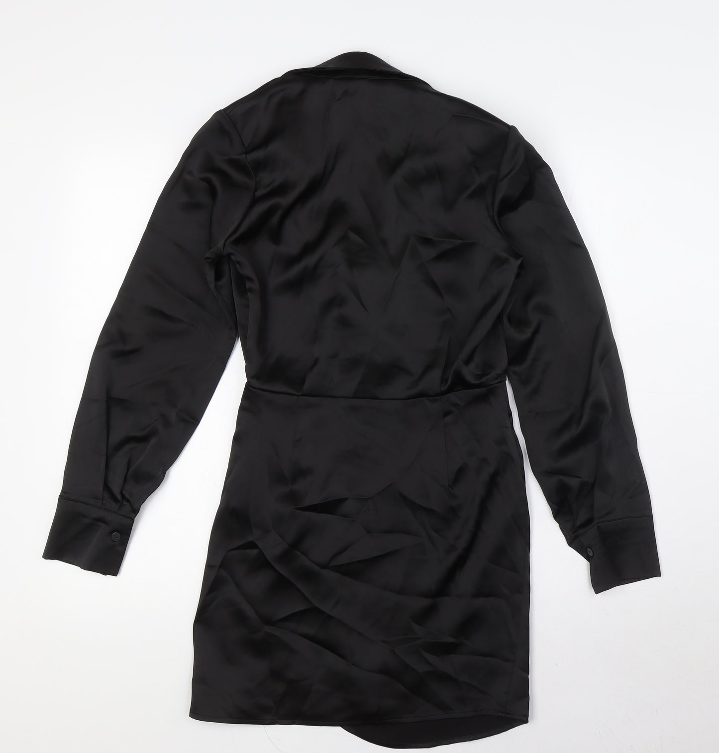 Stradivarius Womens Black Polyester A-Line Size XS Collared Zip