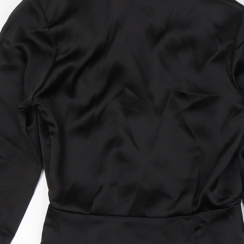 Stradivarius Womens Black Polyester A-Line Size XS Collared Zip