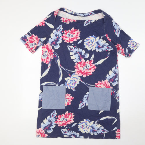 Gap Womens Multicoloured Floral Cotton A-Line Size M Boat Neck - Pockets