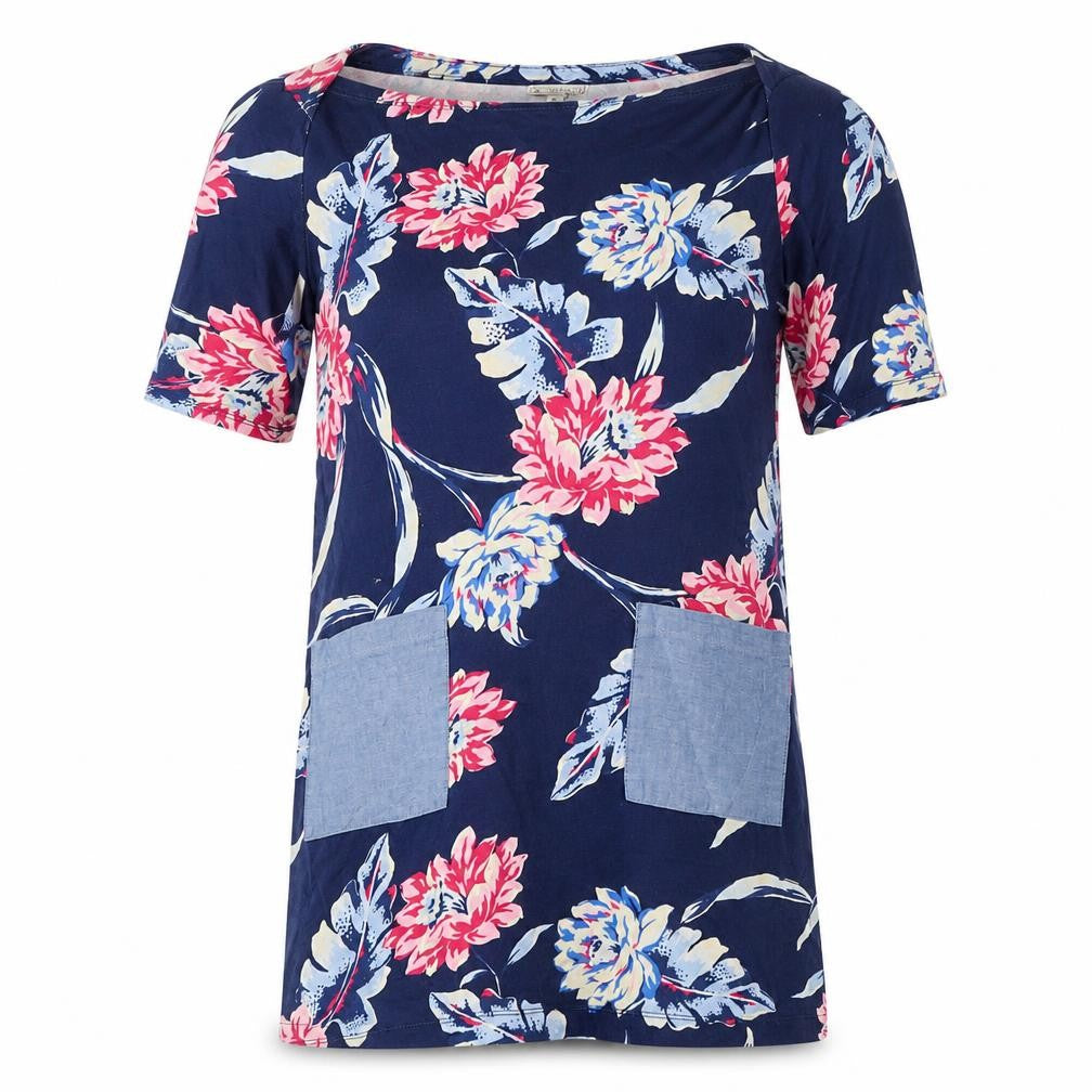 Gap Womens Multicoloured Floral Cotton A-Line Size M Boat Neck - Pockets