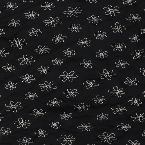 Jeffrey Rogers Womens Black Floral Viscose Basic Blouse Size 12 Collared