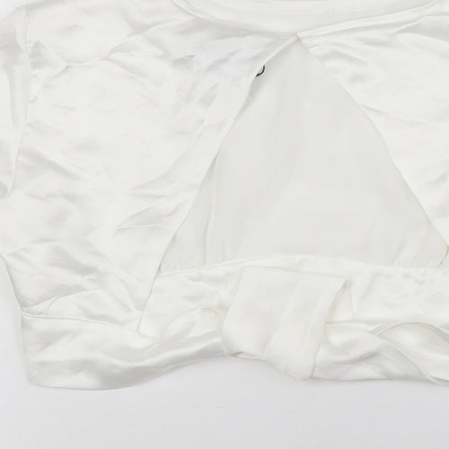 Zara Womens White Polyester Cropped Blouse Size S Round Neck