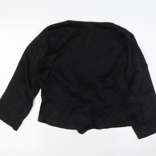 PRETTYLITTLETHING Womens Black Polyester Basic Blouse Size 10 V-Neck