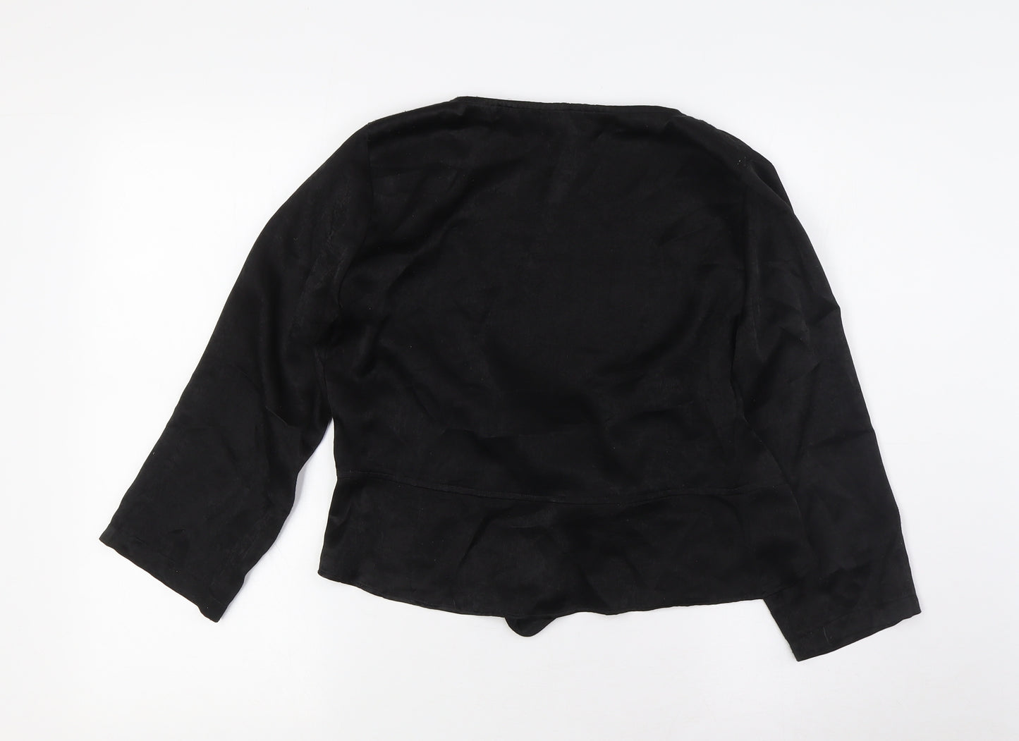 PRETTYLITTLETHING Womens Black Polyester Basic Blouse Size 10 V-Neck