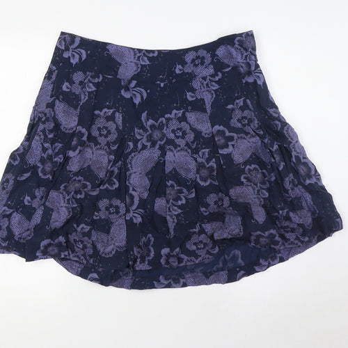 Fat Face Womens Blue Viscose A-Line Skirt Size 12 Zip