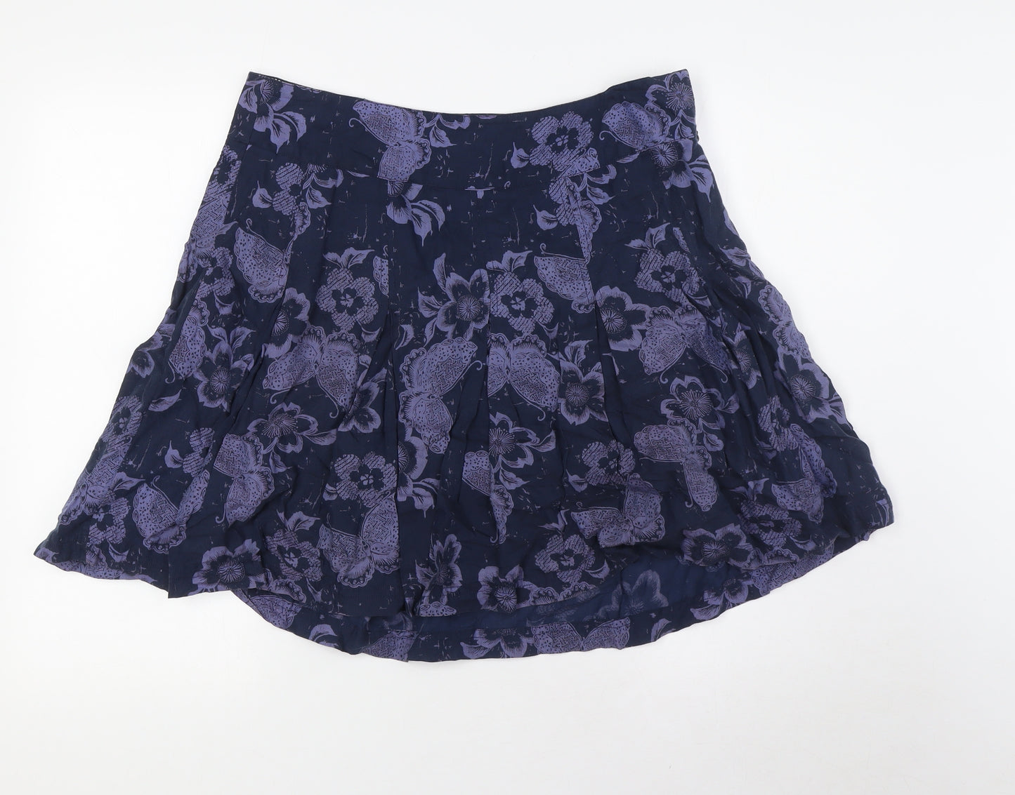 Fat Face Womens Blue Viscose A-Line Skirt Size 12 Zip