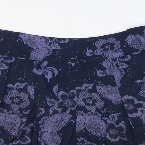 Fat Face Womens Blue Viscose A-Line Skirt Size 12 Zip
