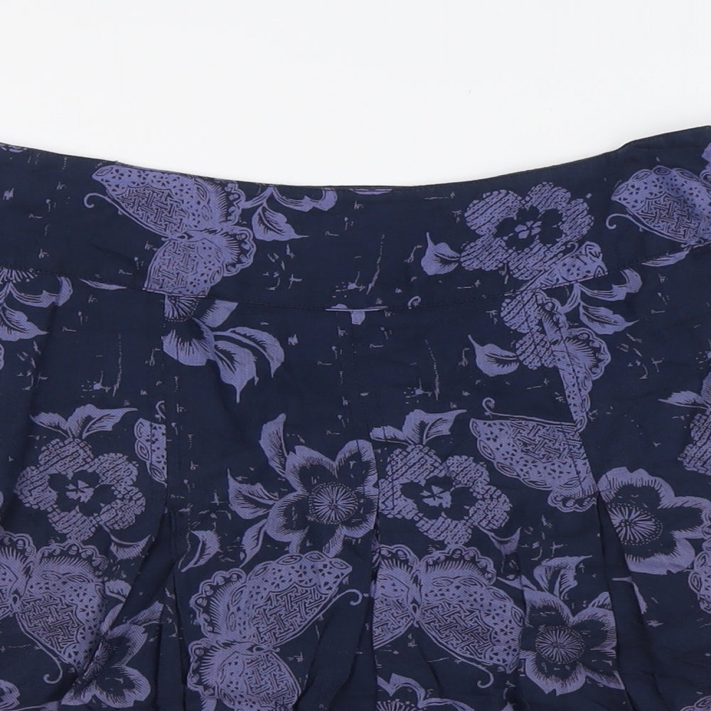 Fat Face Womens Blue Viscose A-Line Skirt Size 12 Zip