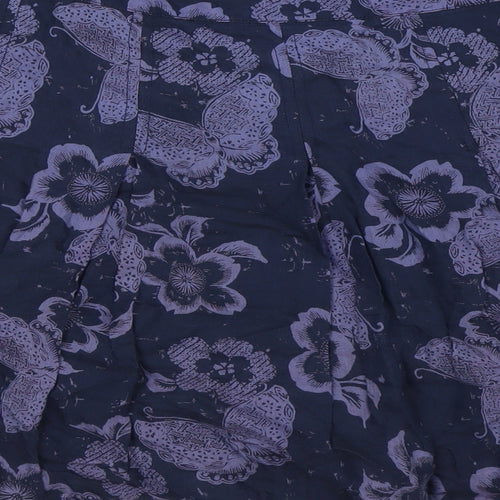 Fat Face Womens Blue Viscose A-Line Skirt Size 12 Zip