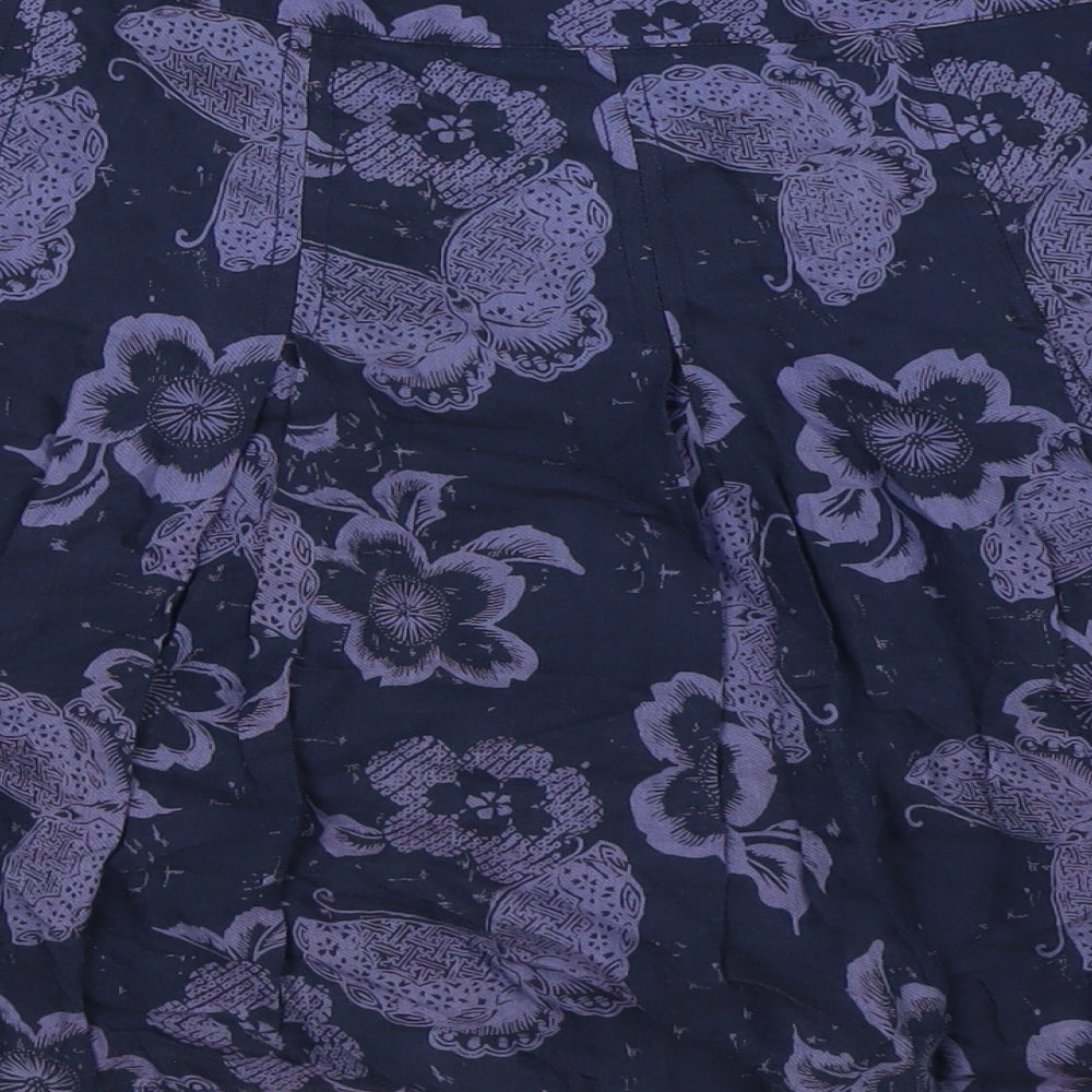 Fat Face Womens Blue Viscose A-Line Skirt Size 12 Zip