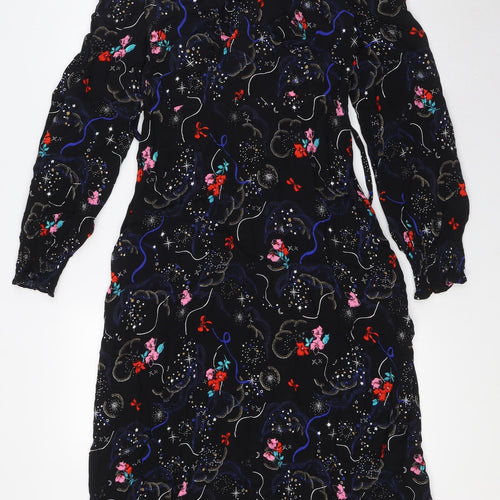 Marks and Spencer Womens Multicoloured Viscose A-Line Size 6 Round Neck Zip
