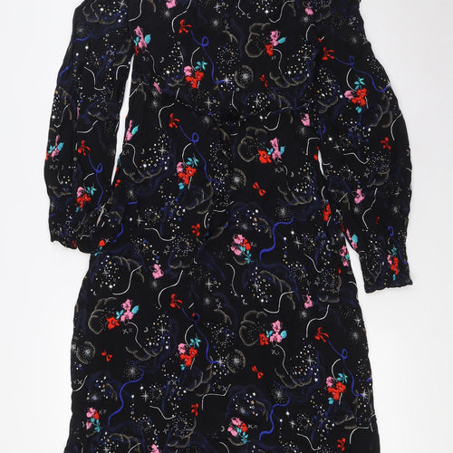 Marks and Spencer Womens Multicoloured Viscose A-Line Size 6 Round Neck Zip