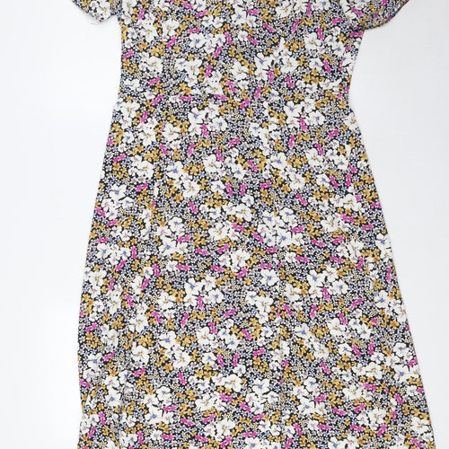 Style Cheat Womens Multicoloured Floral Polyester A-Line Size 12 V-Neck Zip