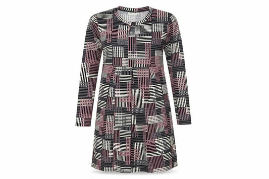 Front view of Masai women’s multicoloured polyester a-line, size S, boat neck