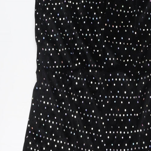 Amscan Womens Black Polka Dot Polyester Jumpsuit One-Piece Size S L30 in Zip - Flared Legs