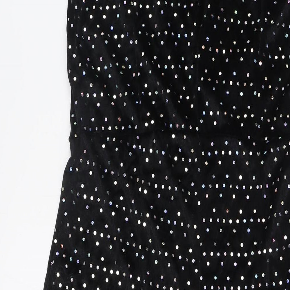 Amscan Womens Black Polka Dot Polyester Jumpsuit One-Piece Size S L30 in Zip - Flared Legs
