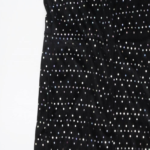 Amscan Womens Black Polka Dot Polyester Jumpsuit One-Piece Size S L30 in Zip - Flared Legs