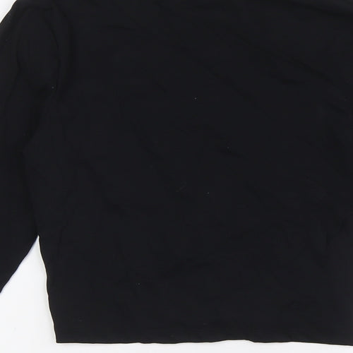 PRETTYLITTLETHING Womens Black Polyamide Basic Blouse Size 12 Round Neck
