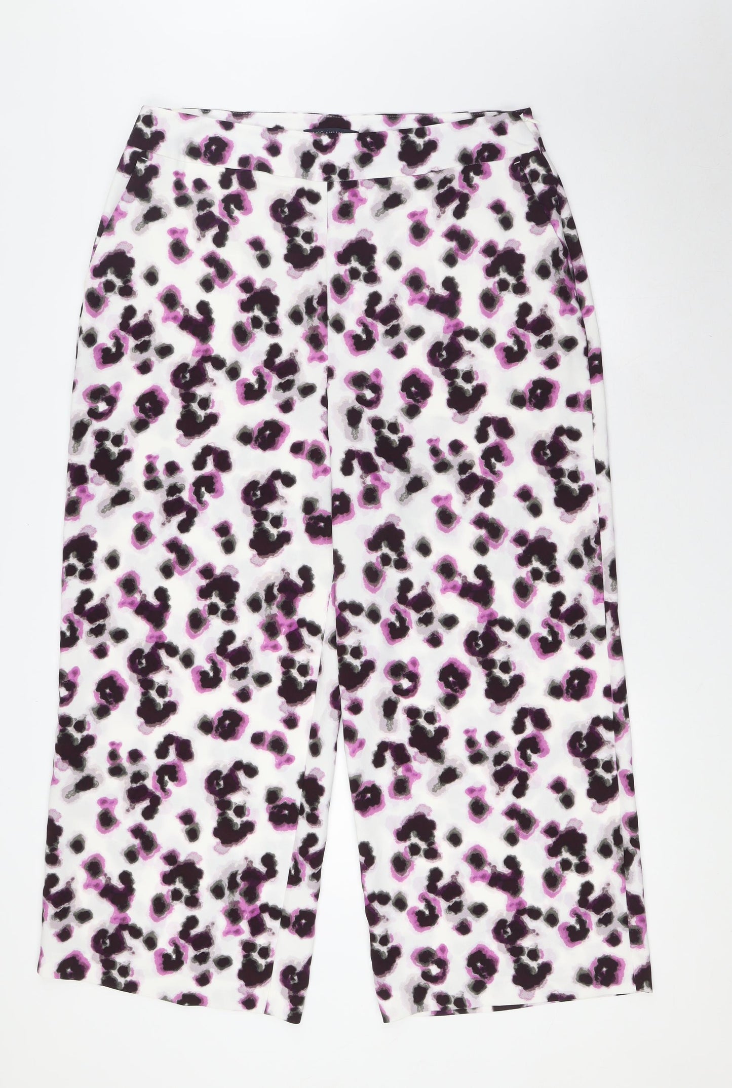Marks and Spencer Womens Multicoloured Animal Print Polyester Trousers Size 16 L25 in Regular Zip