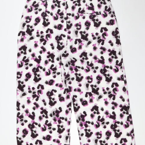 Marks and Spencer Womens Multicoloured Animal Print Polyester Trousers Size 16 L25 in Regular Zip