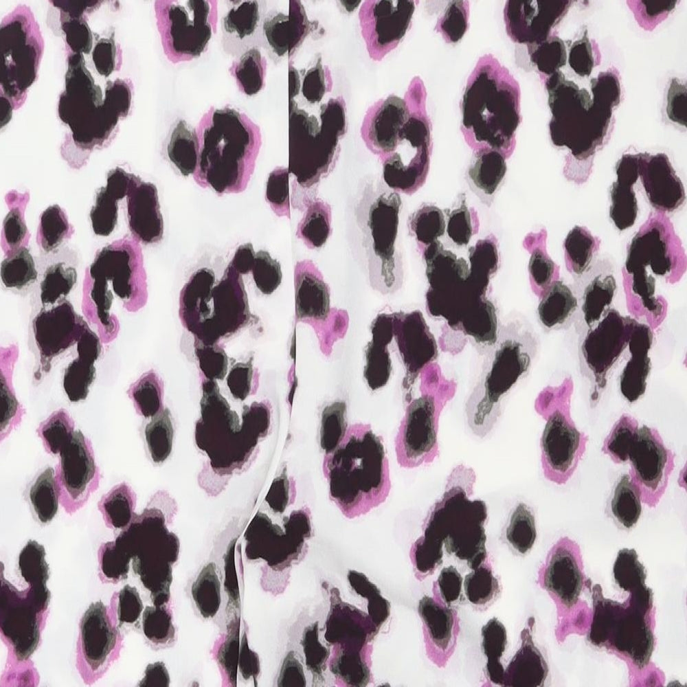 Marks and Spencer Womens Multicoloured Animal Print Polyester Trousers Size 16 L25 in Regular Zip