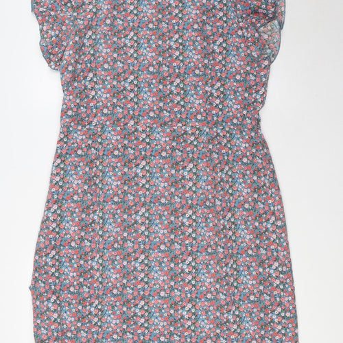 Tenki Womens Multicoloured Floral Polyester A-Line Size 16 V-Neck Zip - Ruffle Sleeves