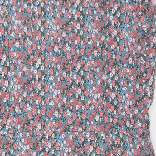 Tenki Womens Multicoloured Floral Polyester A-Line Size 16 V-Neck Zip - Ruffle Sleeves