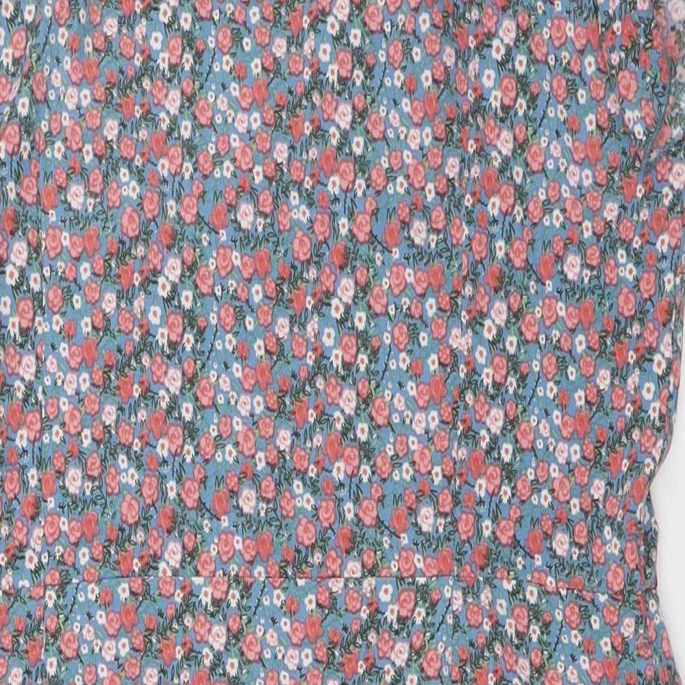 Tenki Womens Multicoloured Floral Polyester A-Line Size 16 V-Neck Zip - Ruffle Sleeves
